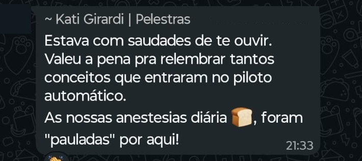 Depoimento de participante via WhatsApp